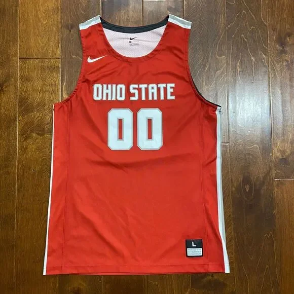 Nike Throwback NCAA Ohio State Buckeyes OSU #00 Basketball Jersey Red Mens Large - Picture 3 of 8